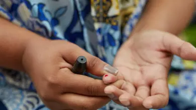 Finger prick test for blood glucose